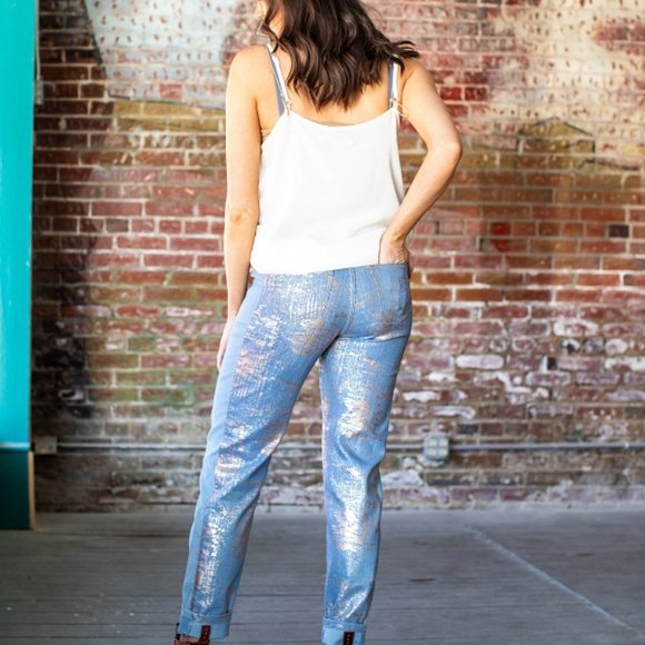 L&B Boyfriend Jean with Rose Gold Paneling - Picture 3 of 4